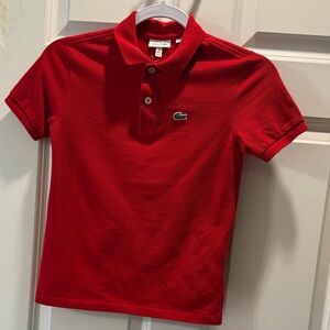Lacoste Kids Polo Shirt Size 10 Red NWOT Classic Crocodile Logo Cotton Pique